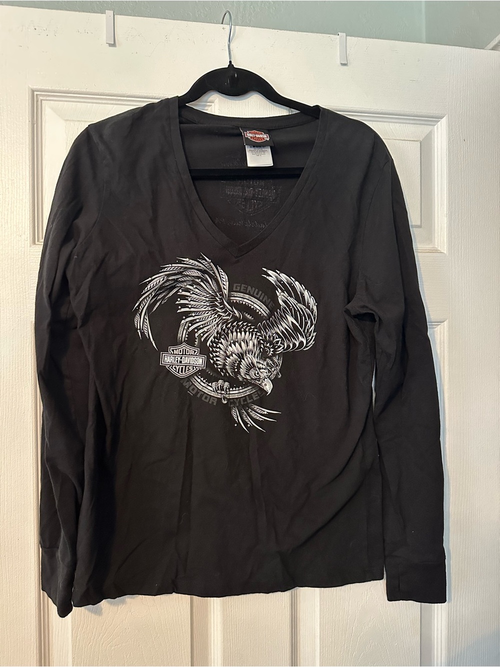 Harley-Davidson Black Tee with Orange and White Shield Logo